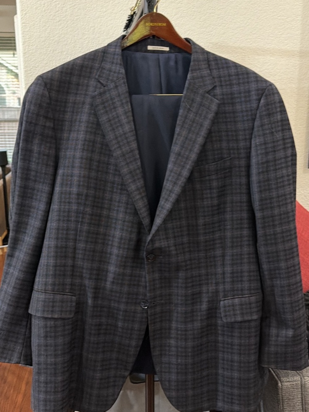 Men's Blue Plaid Two-Button Blazer/Sportcoat